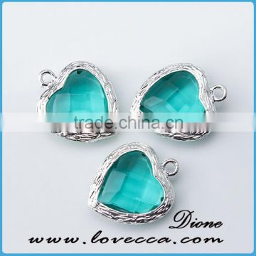 100pcs puffy blue heart Acrylic Charm Pendants 13.85*14mm