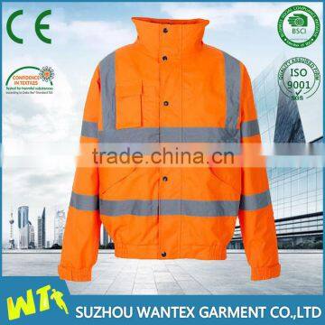 hot sale 100% polyester working reflective winter bomber jacket parka with reflector