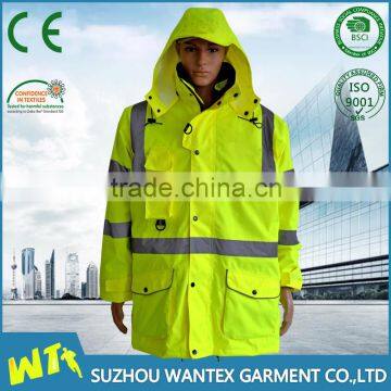 EN20471 3 IN 1 High visibility Yellow roadway winter safety reflective jacket