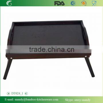 Lacquered Black Bamboo Bed Tray , Breakfast Desk With Foldable Legs photo-2