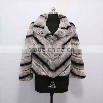 new fashion winter chinchilla color sexy rex rabbit fur coat for girls