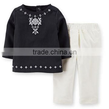 Black&white vantage style boutique girl-clothes set