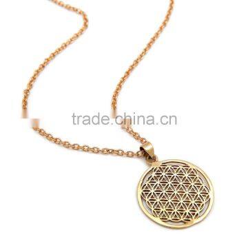 Classic Stainless Steel 316L Chakra Flower of Life Pendant Necklace