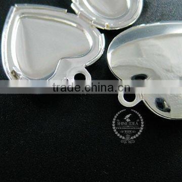 20MM Silver Plated Brass Lovers' Heart Locket Pendant Charm,vintage Heart Love Photo Locket 1132010