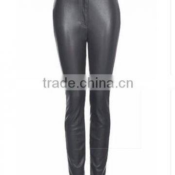 Guangzhou Factory Manufacturer Fashion Slim PU leather Trousers Women High waist Women Faux Leather Pants