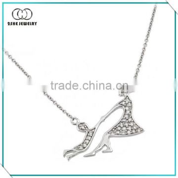 High Quality Rhodium Plated 925 Silver Mother and Child CZ Necklace