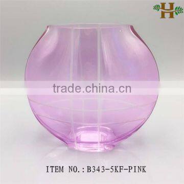 handblown pink glass vase with new pattern