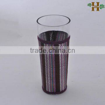 clear cone glass vases with paper rope decoration