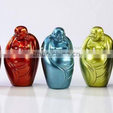Happy Colorful Plated Small Laughing Buddha Figurine photo-2