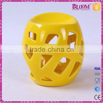 Ceramic Craft Hollow Out Desgin Yellow Incense Burner photo-3