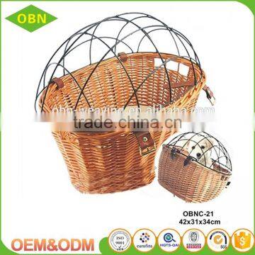 Traditional handmade cheap large bike basket dog carriers wicker bike basket with cover