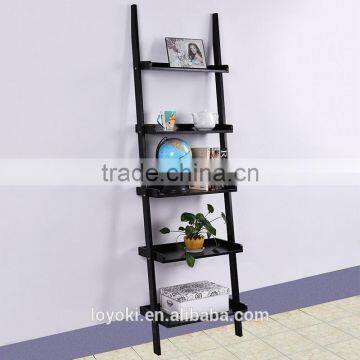 3&5 Tier Wooden Wall Rack Leaning Ladder Shelf Unit Bookcase Display photo-4