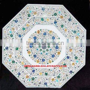 Octagonal Marble Inlay Dining Table Top, Marble Inlay Coffee Table Top