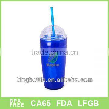 24OZ plastic soft drink with dome lid and straw