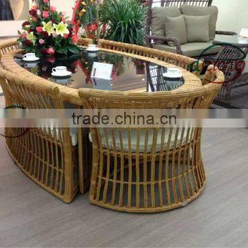 2016 WHOLESALE outdoor furniture aluminium PE wicker dining table with chairs