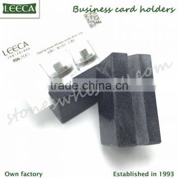 Black rock stone basalt business card holder office stationery set promotional gifts