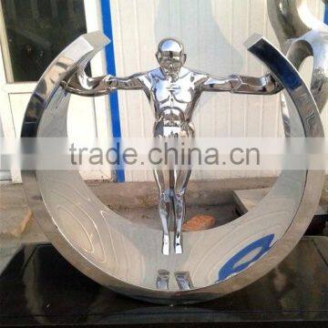 stainless steel naked men in a circle art statues