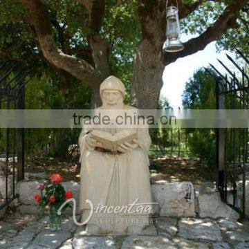 religious decorative sculpture sitting reading book life size saint charbel satues for sale