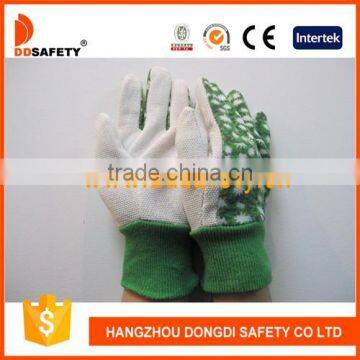 DDSAFETY 2017 Green Cotton Garden Gloves Knitted Wrist Safety Working Gloves