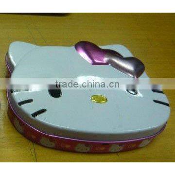 Cat Head Shaped Metal Candy Tin, Toy Can, Cat Tin Box