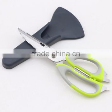 Green Handle Stainless Steel Blade Magnetic Kitchen Scissors With Cover