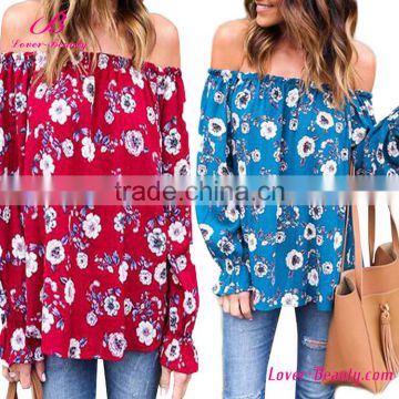 wholesale flower printed lady latest designs woman blouse & top