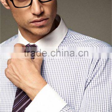 New Design Small Checked Blends Cotton Men Shirt SL0068 photo-3