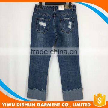 Women China Wholesale Fashion Ripped Rolling up Jeans photo-5