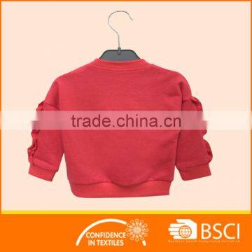 Red Embroidery Kids Wear Baby Girls Crewneck Sweatshirt photo-2