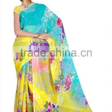 Georgette Printed Saree With Blouse