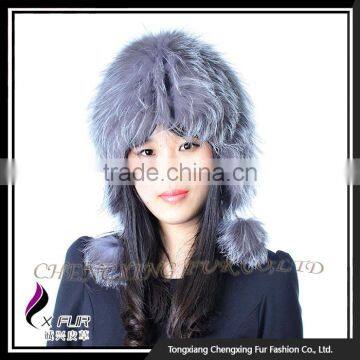 CX-C-114 Wholesale 2016 Good Quality Windproof In Stock Silver Fox Fur Hat