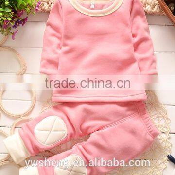 Wholesale Long Sleeve Latest Embroidery Designs Suits Baby Plus velvet thicker autumn and winter pajamas