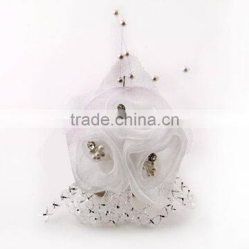 Satin Silk Fabric Flower Feather Brooch Wedding Party Favor Bridal Jewelry New Design Suit Brooch Customized Costume Jewelry photo-6