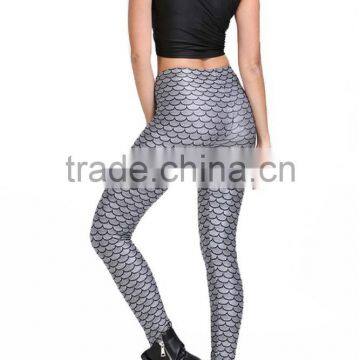 MGOO 2017 Fashion Manufacturer Custom Jersey Leggings 90 Polyester 10 Spandex Leggings Grey Mermaid Scale Print photo-4