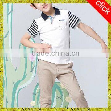 wholesale children high quality 100%cotton casual cute short striped sleeve kids polo shirt, latest two color designs for boys