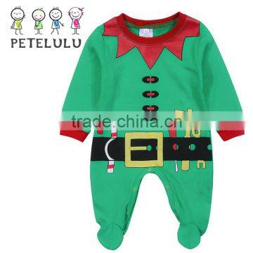 Red Green Father Christmas Footed Baby Christmas Romper Wholesale