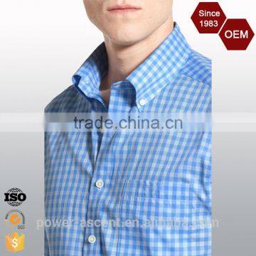 OEM Brand Logo Casual Design Blue Formal Mens Plaid Shirt photo-2