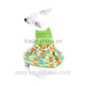 Sexy Crochet Dog Dress Mint Green Teacup Chihuahua Clothes With Flowers and Crystal Personalized Pet Clothing photo-4