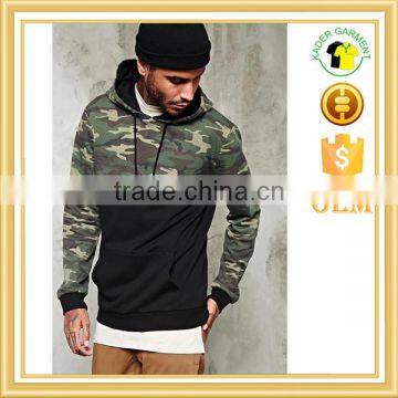 Slim fit hoodie man quality tracksuit top with camo splice