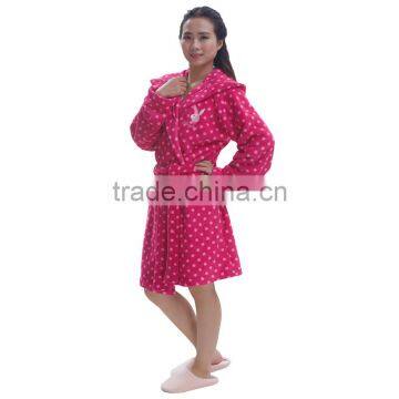 Women Hooded print floor length bath robe