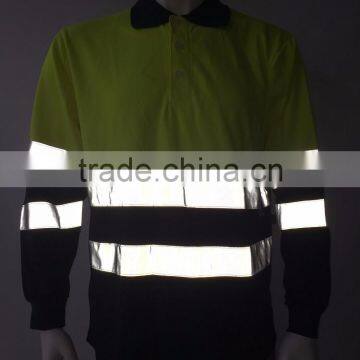 Low Price Two-tone Polyester 3M Reflective Tape Safety Europe ENISO 20471 Security Polo Shirt photo-3