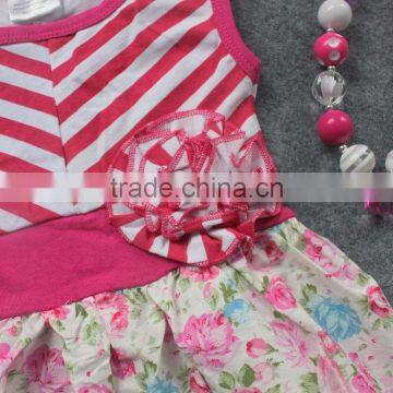 Girls Summer Dress 2-7t Available Baby Kids Hot Pink Flower High Low Dress With Matching Headband and Necklace Set photo-3