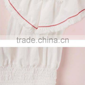 2017 Latest Fashion Design Lotus Leaf Sleeve Sexy Ladies Top Women Blouse for Wholesale photo-4