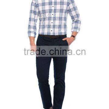 Navy check Long Sleeve Buttoned Shirt