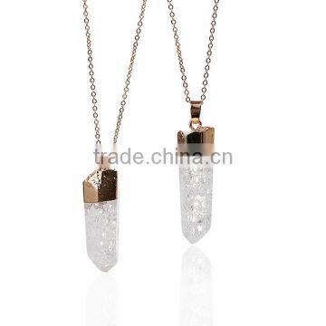 New Fashion Natural Quartz Crystal Druzy /Drusy Necklace Link Cable Chain Gold Plated Clear Crack Irregular Pendant