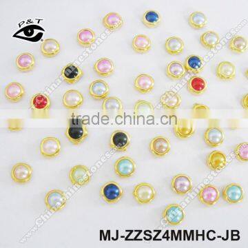 4MM Mix Colors decorative nail art pearl rim beads Flat back Pearl Beads For Nair Art Decoration