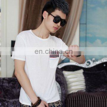 Peijiaxin Latest Design Casual Style O-neck White Plain Cheap Men Fancy Pocket T Shirt photo-4