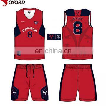 China Custom Sublimation Color Blue Red Yellow Basketball Jersey Uniforms Design photo-2