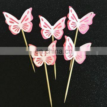 New Arrival Creative Pink Butterfly Cupcake Topper Birthday Wedding Cake Decorations