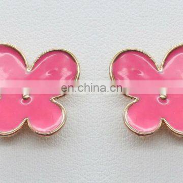 Preppy style enamel neon pink butterfly fashon earring stud